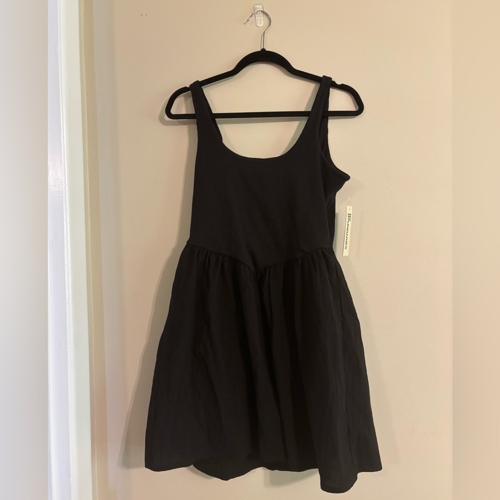 No Boundaries V Waist Mini Tank Dress, Women's Large, Black NWT